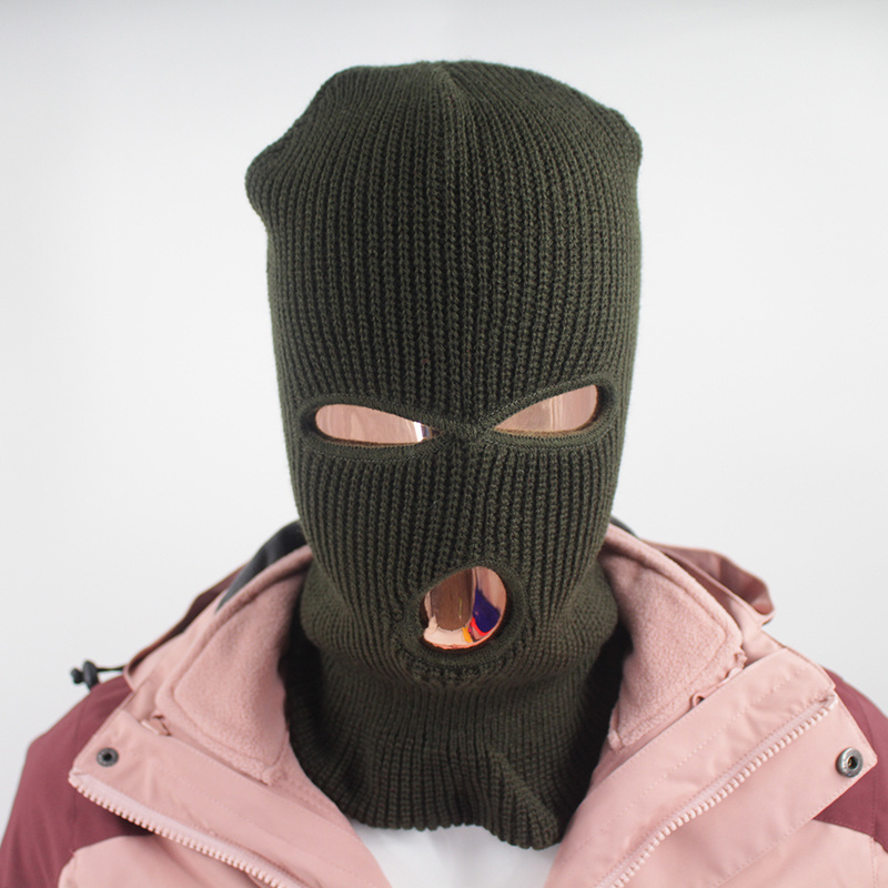 Wholesale 100% Acrylic Rappers Embroidery Logo Full Face Mask 3 Hole Knitted Black Pink Skimask Balaclava Ski Mask