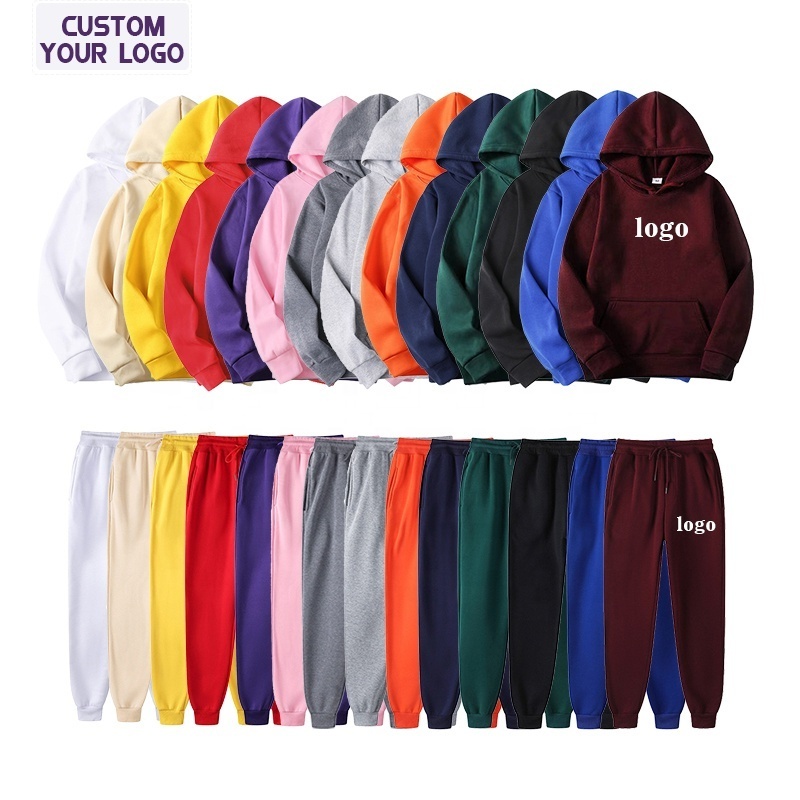 High Quality Custom Pullover Blank Men Sweat With Pocket Tracksuits Set Blank Jogging Suits Men sweatsuit