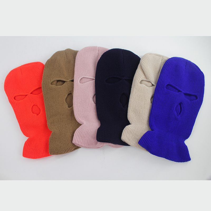 Wholesale 100% Acrylic Rappers Embroidery Logo Full Face Mask 3 Hole Knitted Black Pink Skimask Balaclava Ski Mask