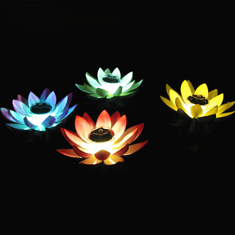 Garden Night Decoration Solar Power Energy Floating Lotus Led Light Lotus Flower Light Lotusflower Lamp for Pond Park