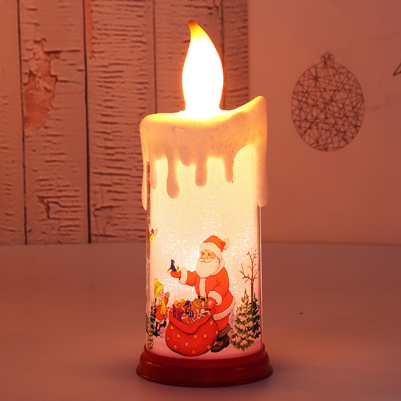 Christmas Decoration Candle Light Led Flame Candle Santa Claus Snowman Decoration Night Light