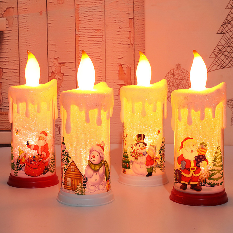 Christmas Decoration Candle Light Led Flame Candle Santa Claus Snowman Decoration Night Light