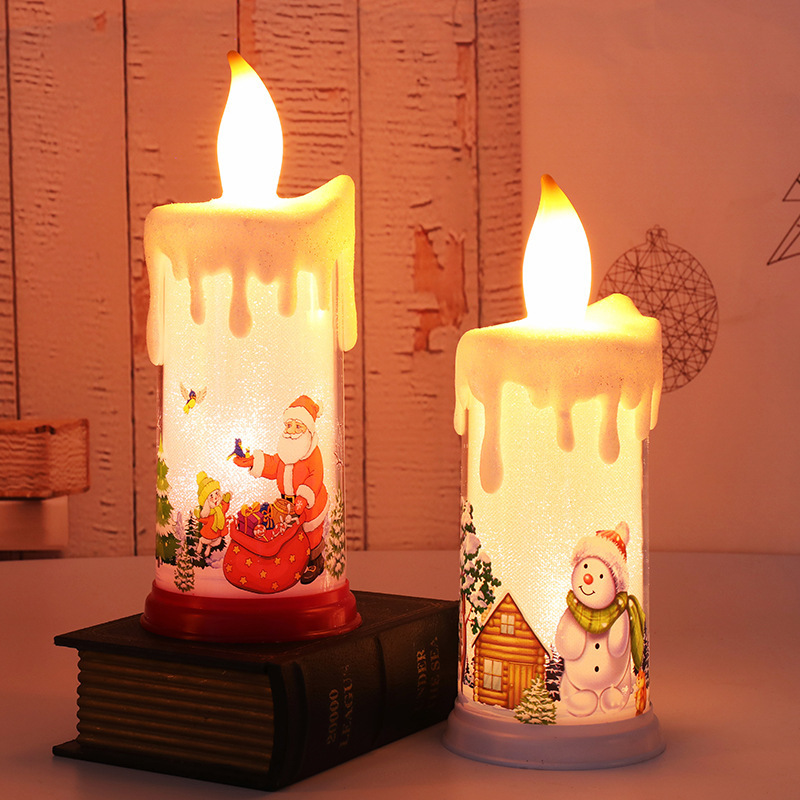 Christmas Decoration Candle Light Led Flame Candle Santa Claus Snowman Decoration Night Light