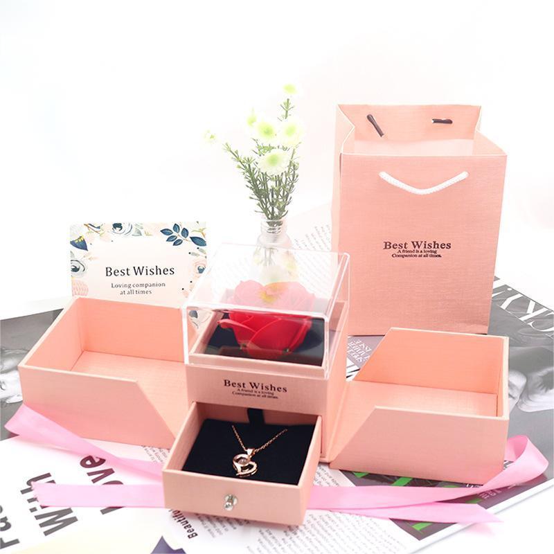 Valentine's Day Gifts Eternal Rose Acrylic Jewelry Boxes With Logo Wholesale Eternal Flower Box Set Packaging For Floral Gift