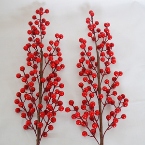 Artificial Christmas Berry Branch Artificial Red Berries Stem For Decoration