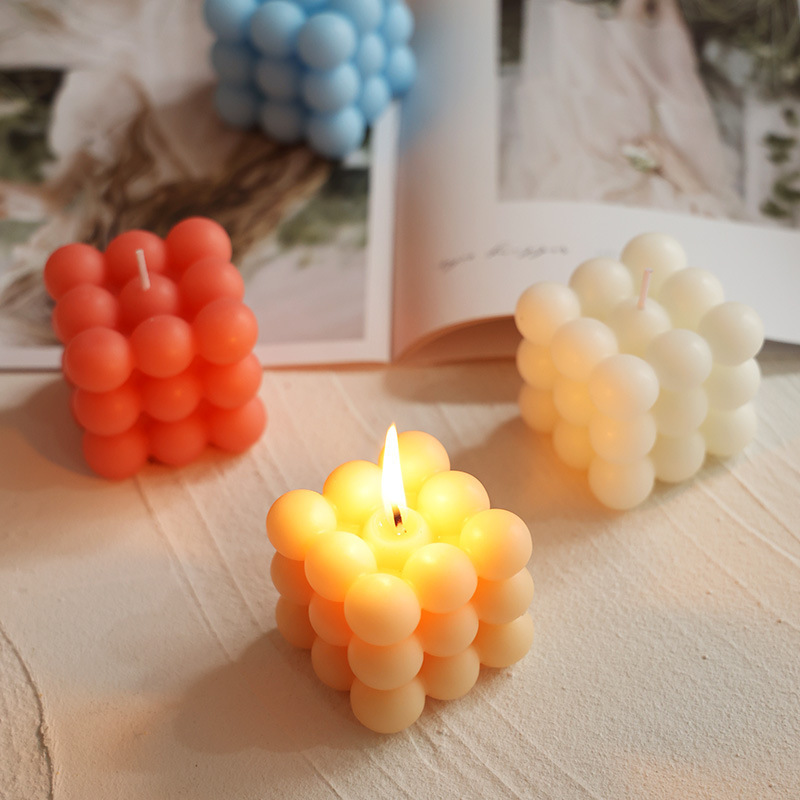 A00152-Factory Wholesale Luxury High Quality Art Square Rubik's Cube Bubble Scented Candle