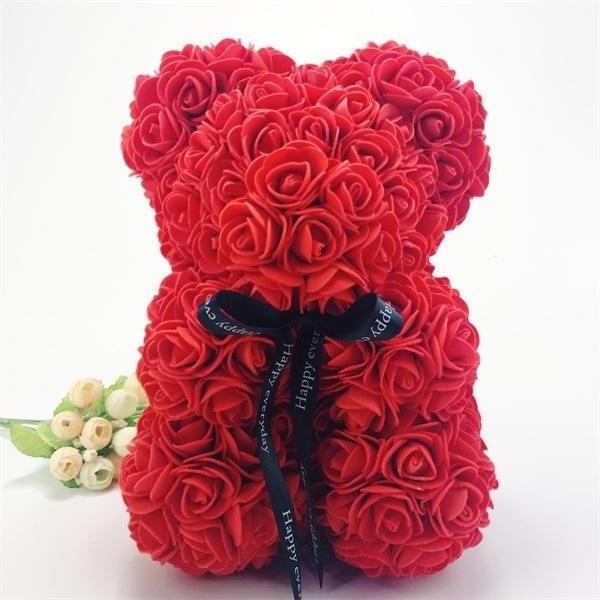 2023 Hot Artificial Flower Rose Gifts For Valentine's Day 25cm 40cm Artificial Foam Teddy Bear Rose Bear Flower