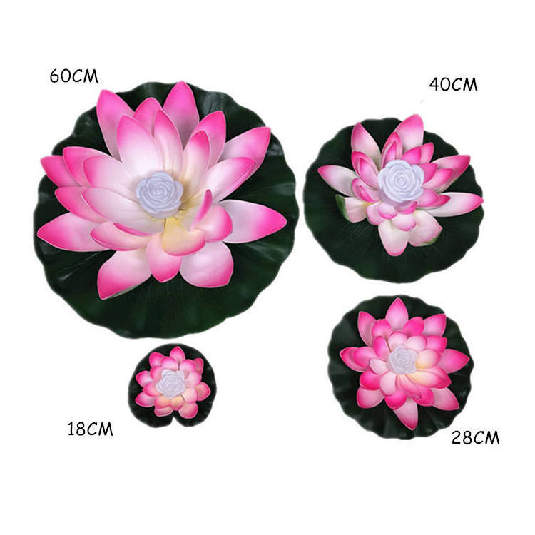 Artificial Lotus With Led Light For Pool Decoration Battery Operated Floating Lotus Flower Light