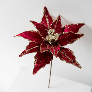 Artificial Flower Big Artificial Decoration Poinsettia Large Tree Glitter Poinsettias Christmas Flowers