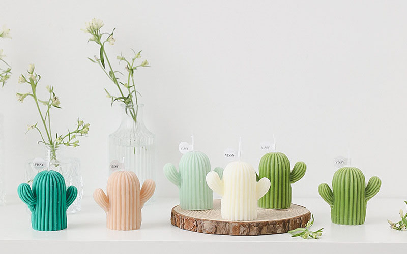 Handmade Floating Candles cacti Shaped Flower Scented Candle For Wedding Party Home Decor