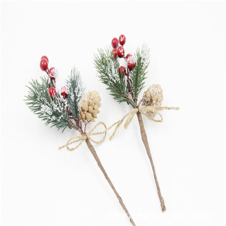 Christmas Simulation Pine Ruit Branches Snowflake Pine Needle Berries Red Fruit Branches Festive Decoration Christmas