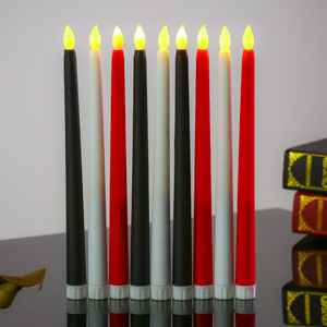 Long Realistic Plastic 3d Real Flame Led Taper Candles With Yellow Flickering Light Battery Operated