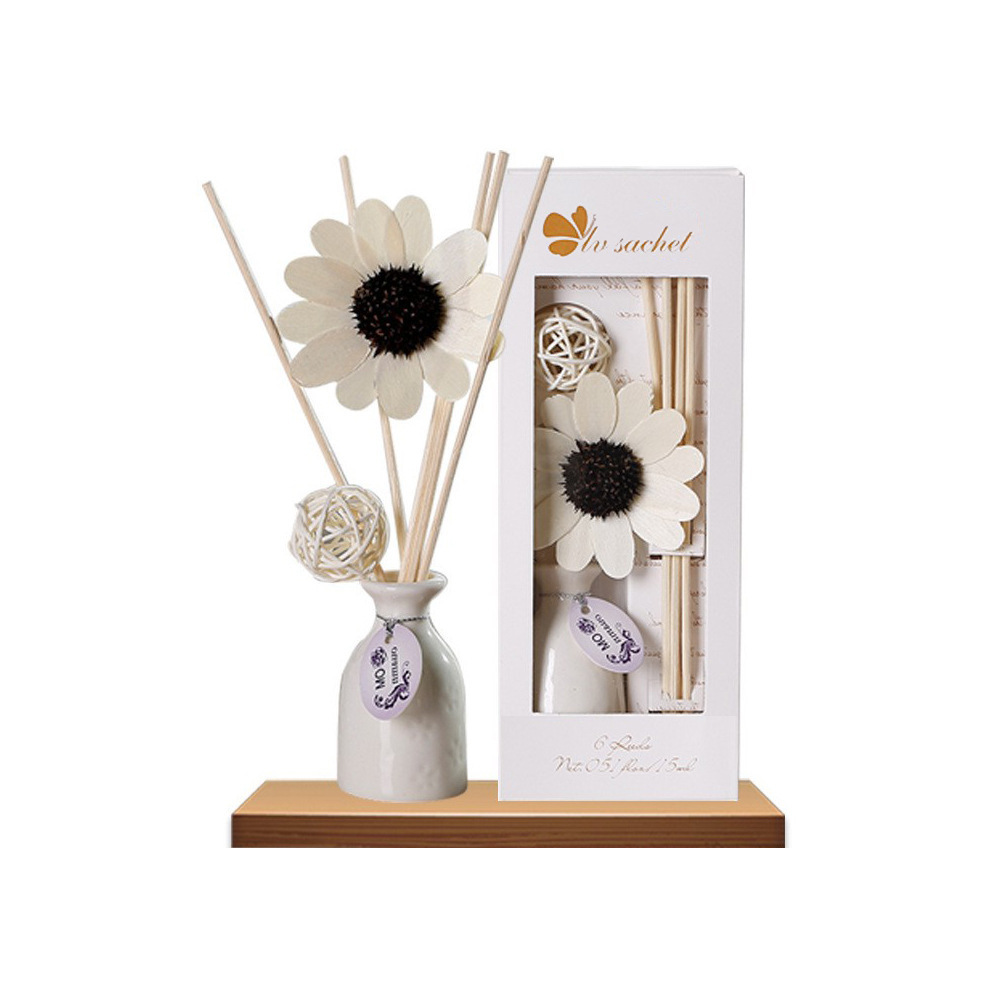 Best Selling Aromatherapy Fire-free Luxury Fragrant Gift Liquid Home Ceramic Reed Diffuser Set Candle Box Valentines Gift Set