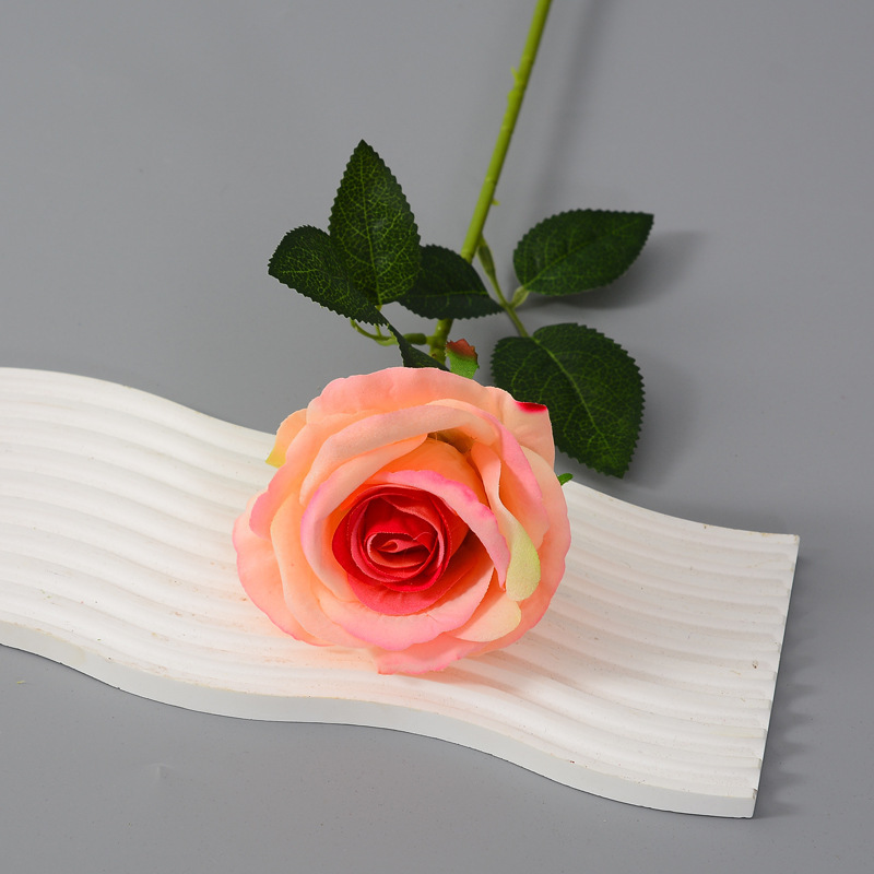 high quality Artificial single velvet roses flower red white custom real touch rose decorative flowers