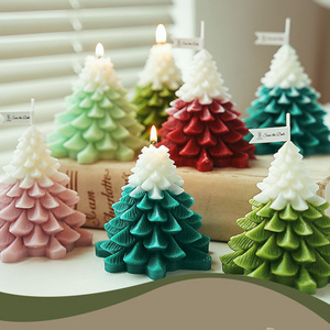 Newest Luxury Green Art Candle Supplies Fragrance Christmas Tree Scented Wax Candles For Home