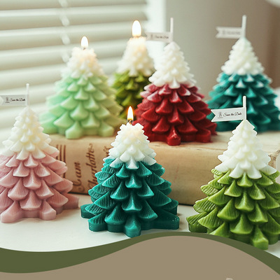 Newest Luxury Green Art Candle Supplies Fragrance Christmas Tree Scented Wax Candles For Home