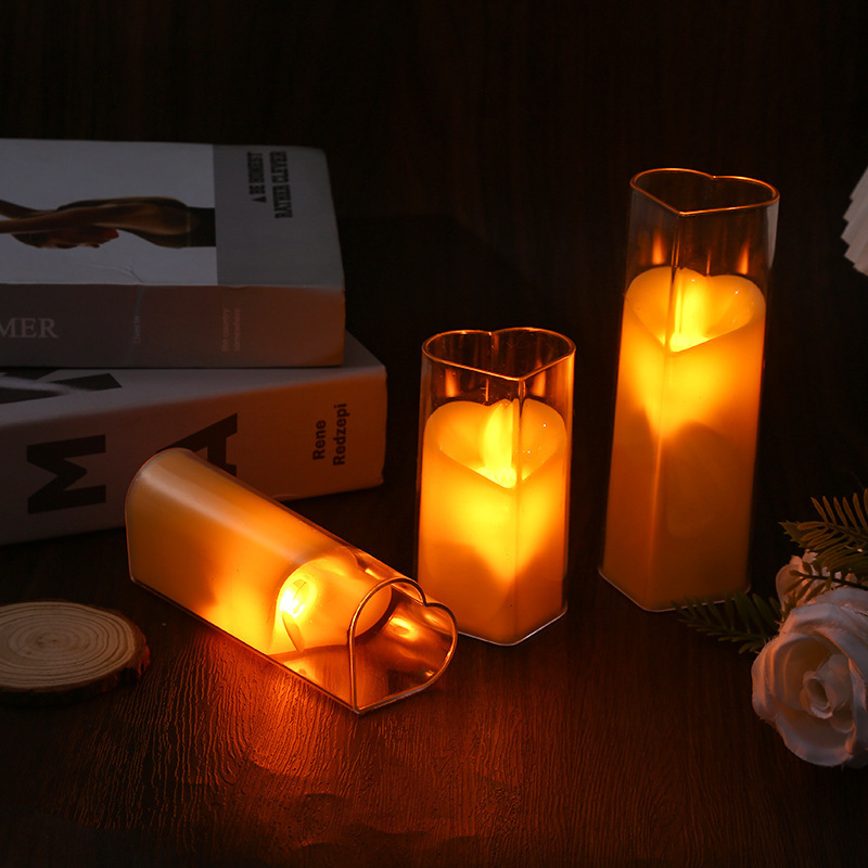 A00115-Led Candles Lights With Batteries Flameless Clear Glass Candles For Wedding