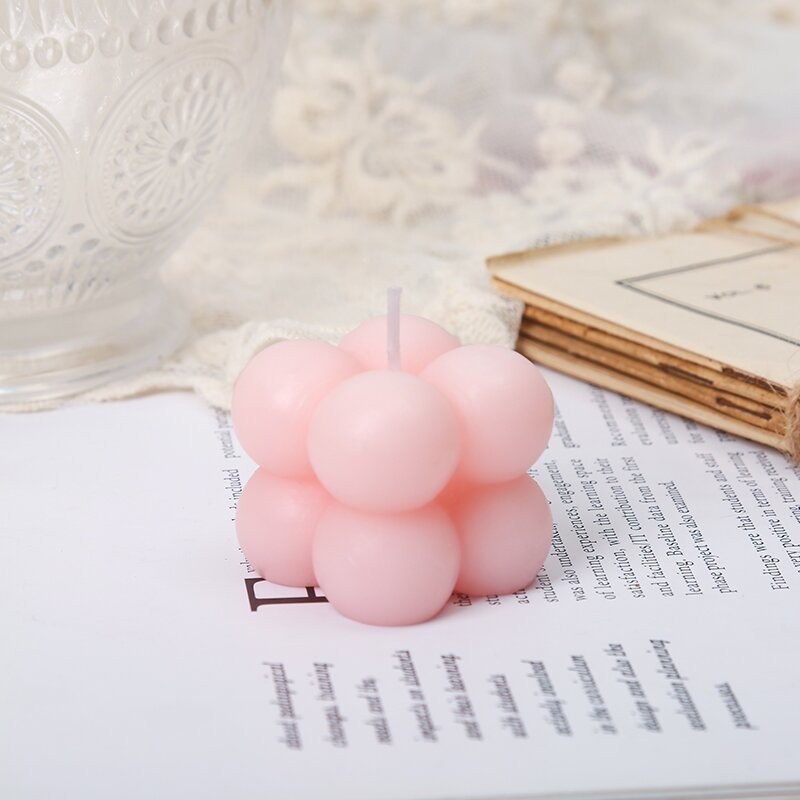 Wholesale Soy Wax Little Mini Bubble Cube Scented Candle For Wedding Gift Clear Transparent Box Packing