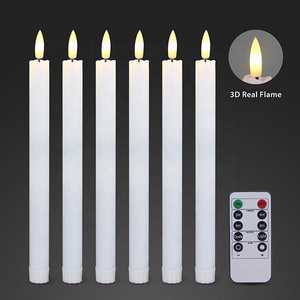 Flameless Flickering White/Ivory 3D Wick Dripping LED Taper Candles with Remote Timer Battery Operated for Home Decor