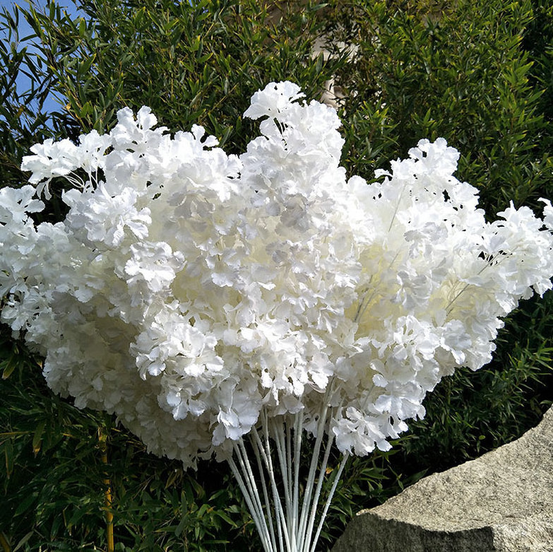 Artificiel Decor Flowers Wholesale High Quality Light White Silk Cherry Blossom Branches Artificial Flower For Wedding