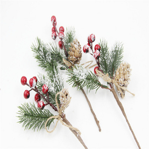 Christmas Simulation Pine Ruit Branches Snowflake Pine Needle Berries Red Fruit Branches Festive Decoration Christmas