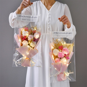 2024 Led Flowers Bouquet Handmade Knitted Bouquet With Fairy String Lights For Christmas Valentine's Day Gift