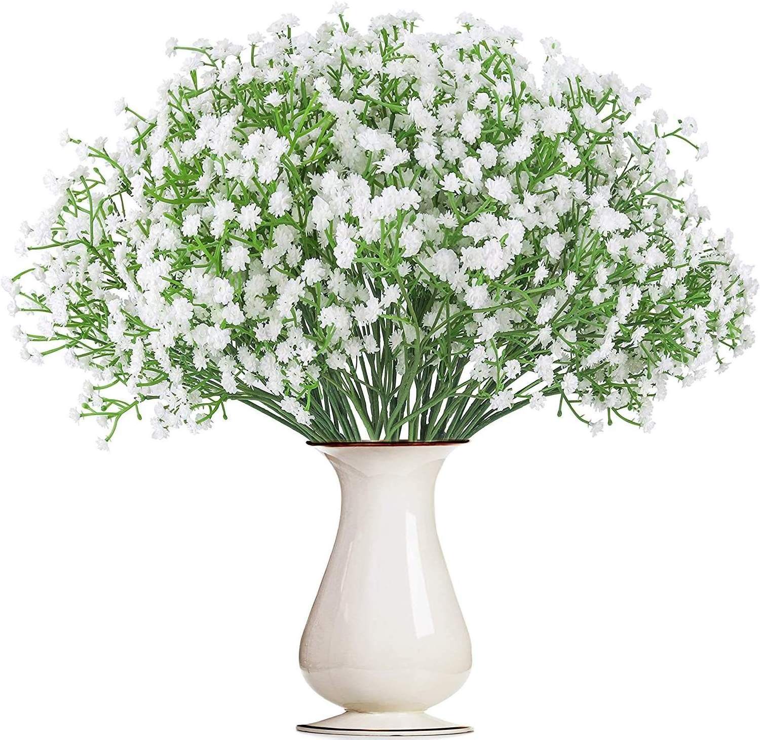 Plastic White Babysbreath Artificial Gypsophila Flowers Bouquet Mini Faux Baby Breath For Wedding Table Garland Wall Decor