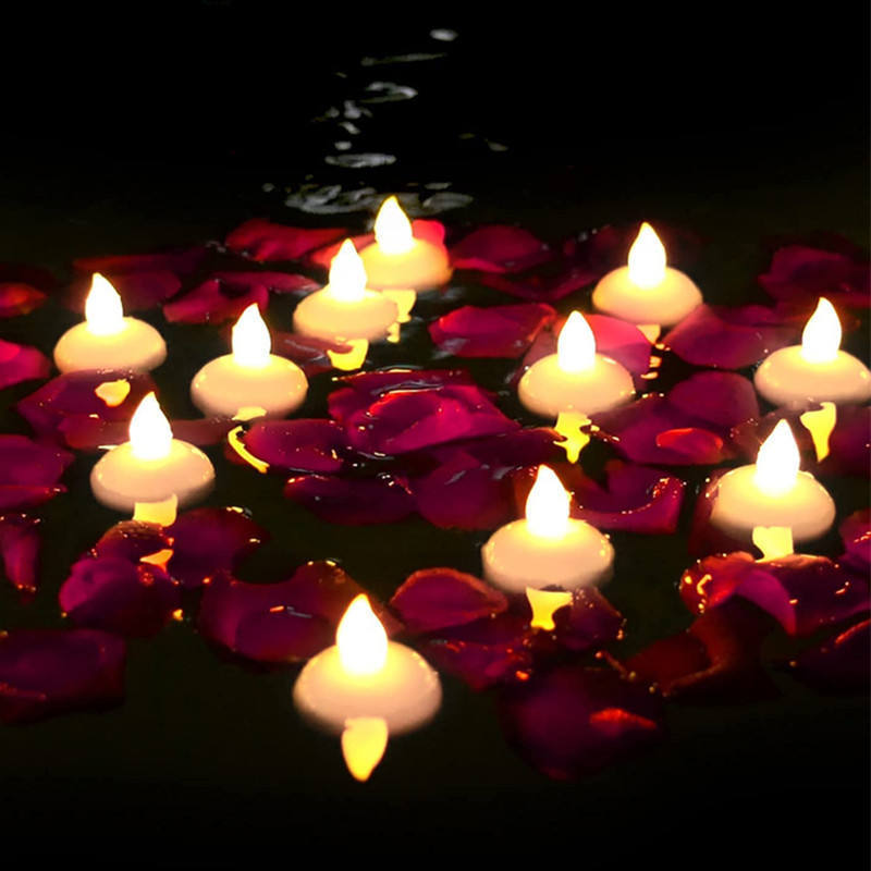 Waterproof Flickering Flameless Floating Led Tea Light Tealight Candles Wedding For Christmas Party Pool Valentine's Day Bath