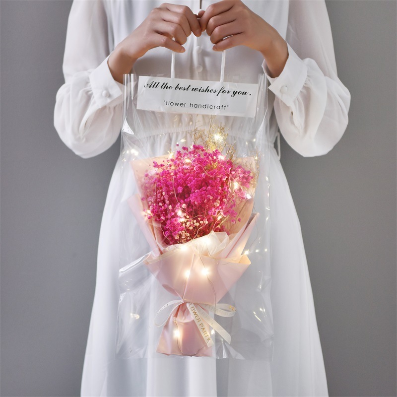 2024 Led Flowers Bouquet Handmade Knitted Bouquet With Fairy String Lights For Christmas Valentine's Day Gift