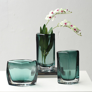 Mouth-blown Art Glass Vase Modern Luxury Home Decor Table Centerpieces High-end Thick Heavy Solid Color Glass Vases