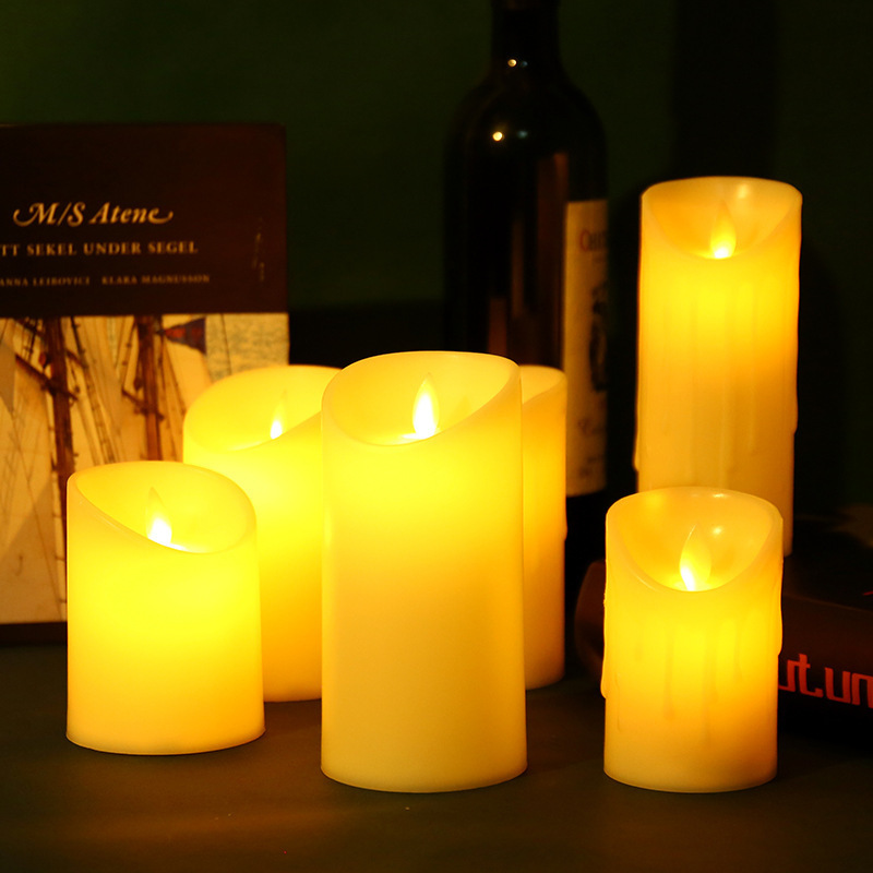 Led Candles Dynamic swaying Real Wax Pillar Flameless Candles Lights