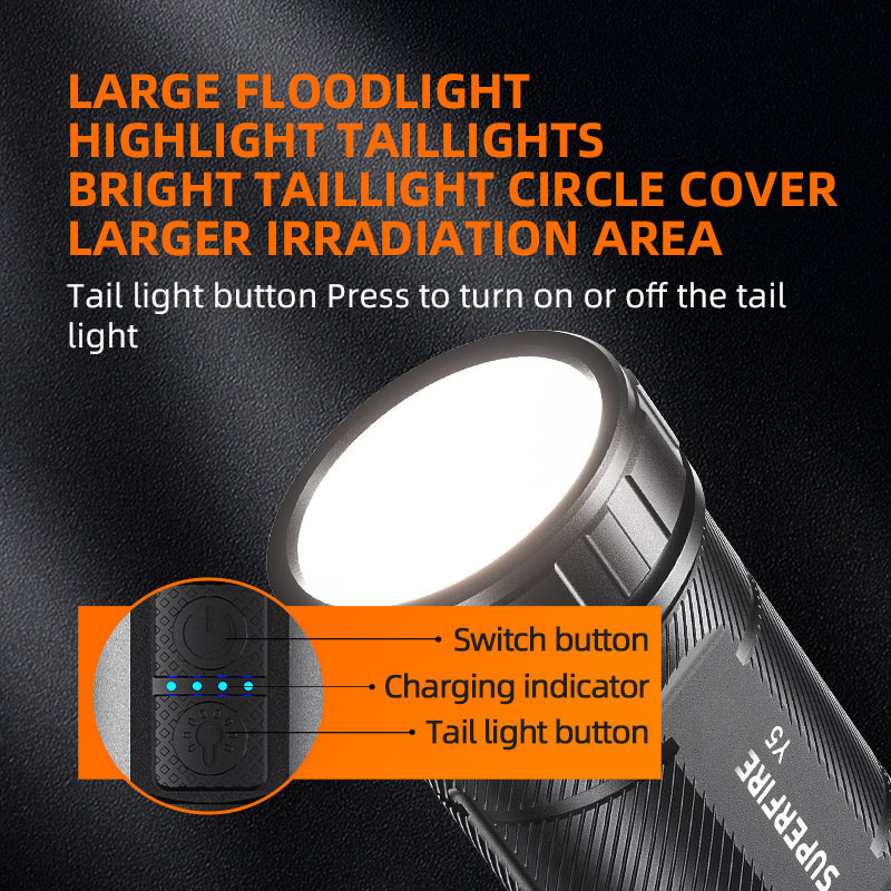 Power Bank Flashlight High lumens Long Runtime  Zoomable Powerful Flashlight with tail light outdoor use