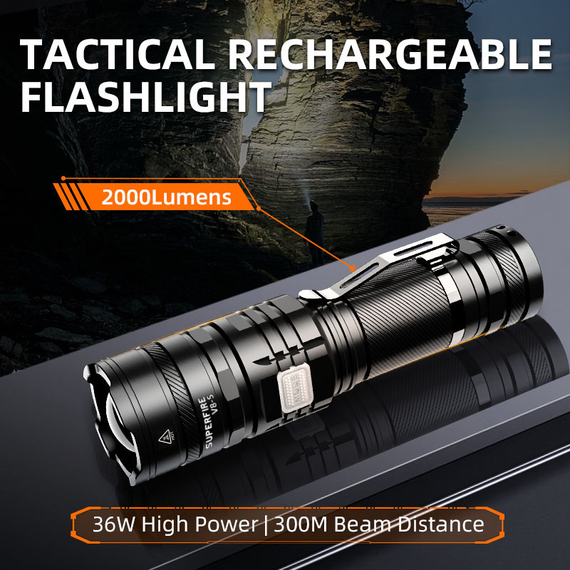 Emergency USB rechargeable LED flashlight self defense flashlight torch powerful led torch light for hunting hiking