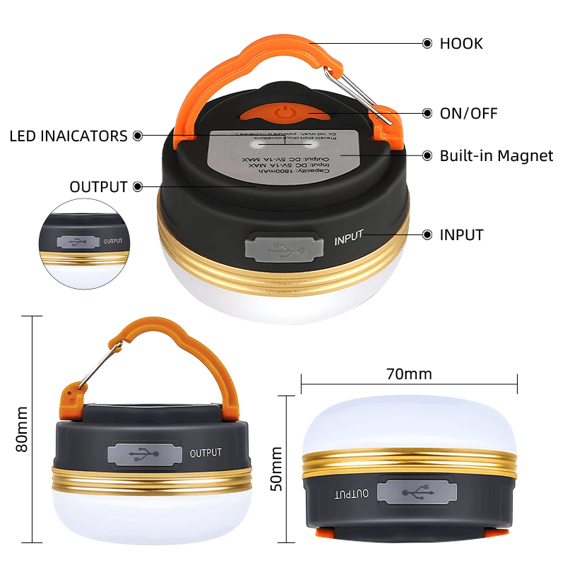 Rechargeable Portable LED Camping Lantern light  with Power Bank Magnetic for Camping /Emergency