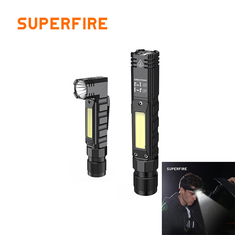 Factory COB side light rechargeable G19 flashlight rotating magnetic suction flashlight multi function use