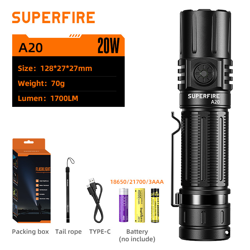 High Quality Wholesale 1700 Lumen  EDC Portable Flashlight Rechargeable Tactical Led Flashlight  mini flashlight mini