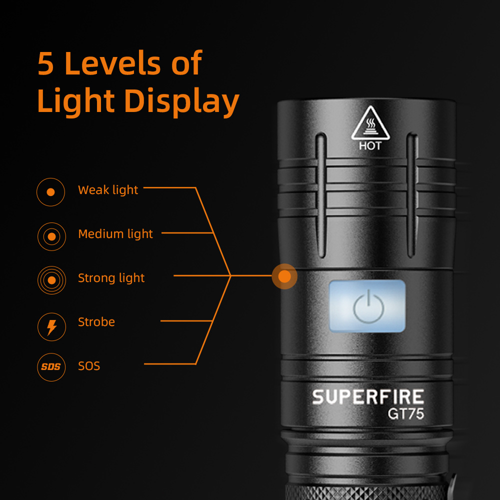 Manufacture  Hand LED flashlight Outdoor 1000lumen  GT75  LED rechargeable  Zoomable Flashlight