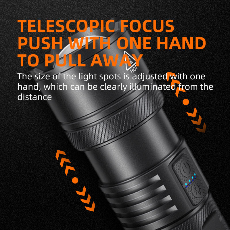 Power Bank Flashlight High lumens Long Runtime  Zoomable Powerful Flashlight with tail light outdoor use