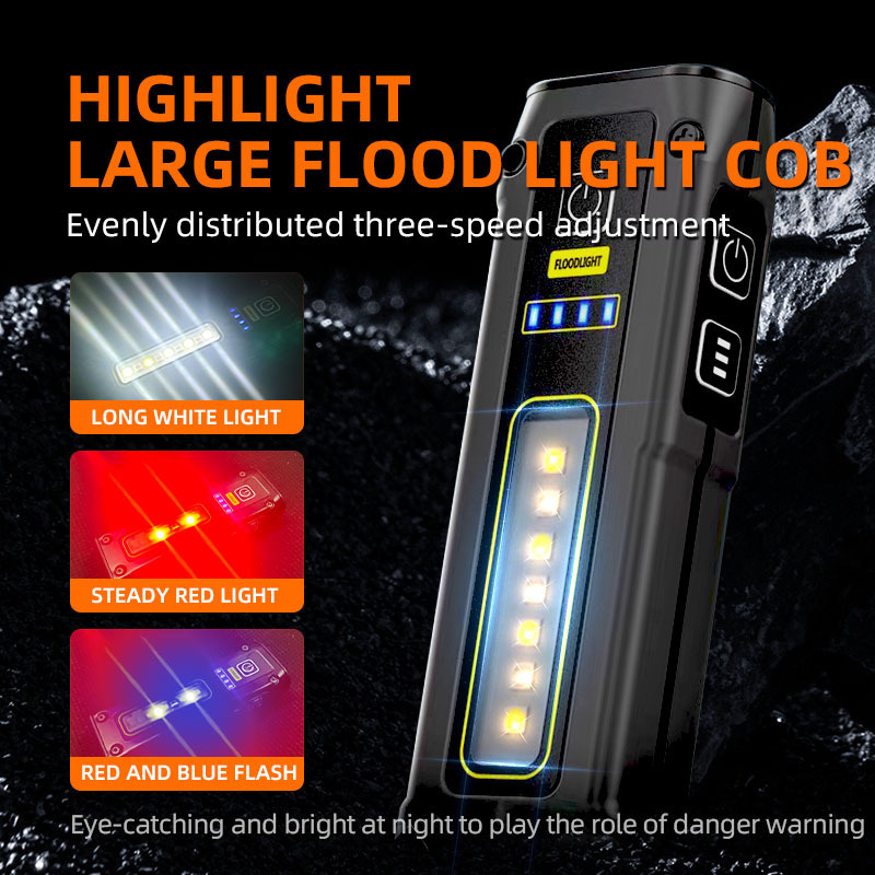 Multifunctional waterproof EDC flashlight COB side light magnetic suction EF01 flashlight with charging treasure function