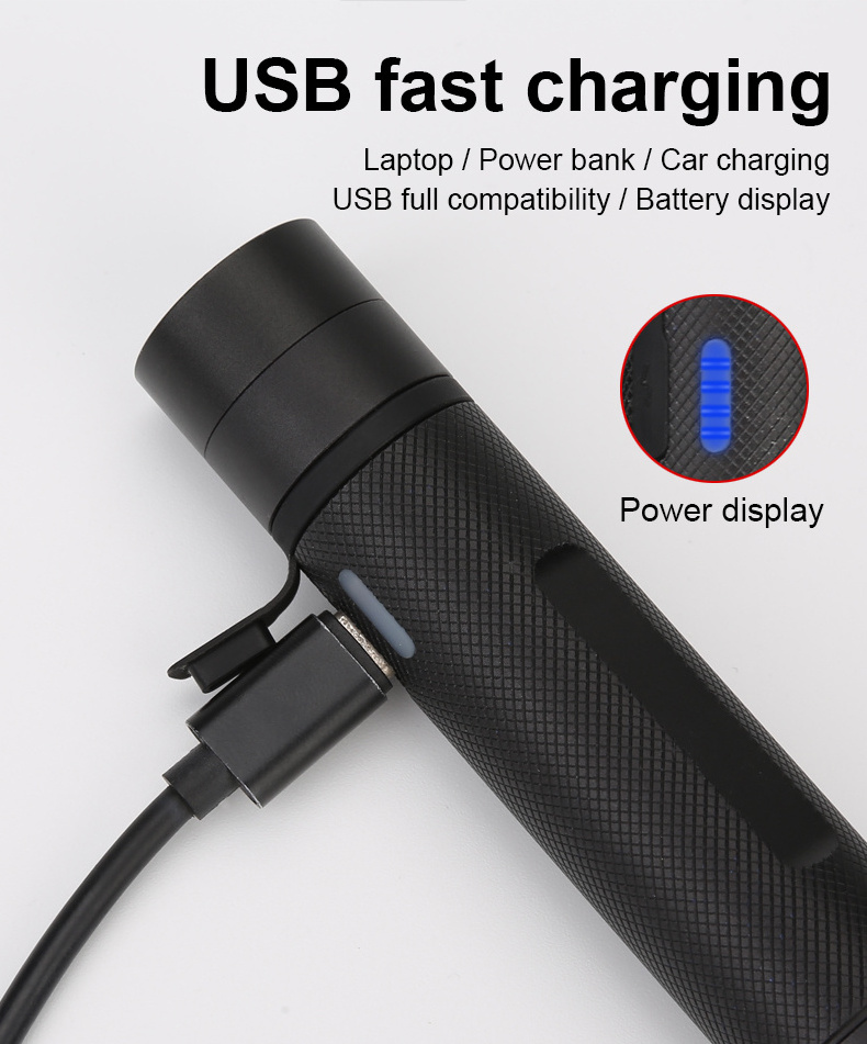 explosion-proof flashlight waterproof IP68 strong light torch mini usb fast charging portable led flashlight industrial