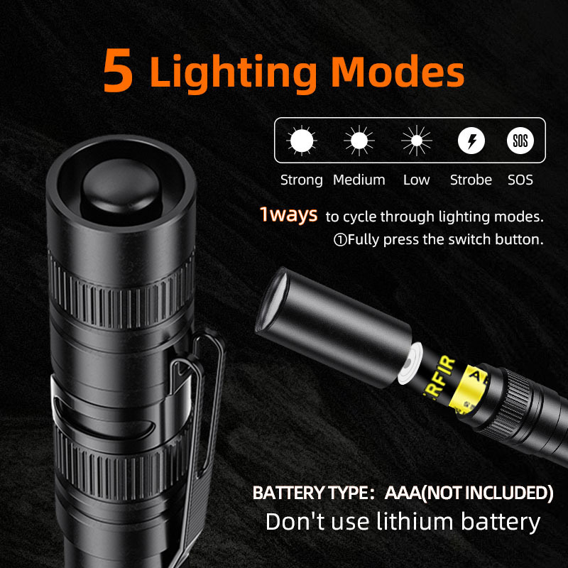 LED Pocket Pen Light mini Flashlight dry battery edc  flashlight with Clip  for Inspection  Work repair