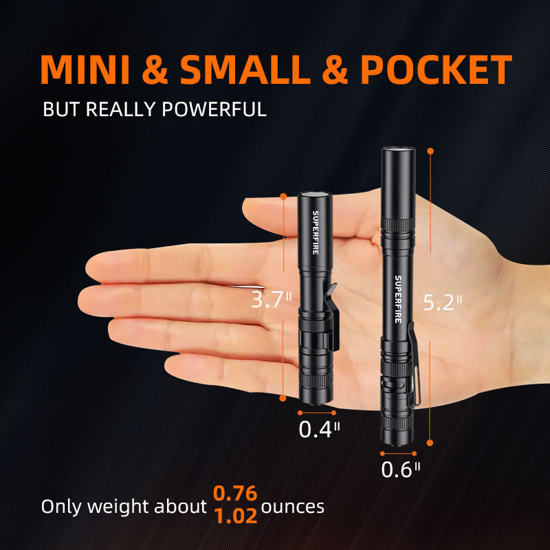 LED Pocket Pen Light mini Flashlight dry battery edc  flashlight with Clip  for Inspection  Work repair