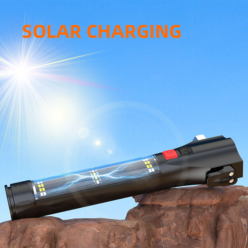 Solar Multifunctional Flashlight Magnetic Hand Car Flashlight For Emergency