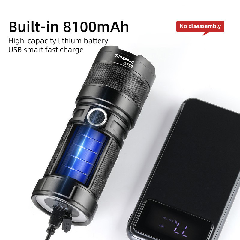 High lumen Powerful Zoomable  flashlight torches  led power flashlight rechargeable 26650 battery flashlight