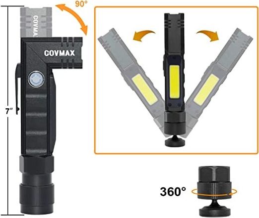 Multifunctional EDC Flashlight COB Side Light Adjustment Angle Magnetic Flashlight for Repair Work