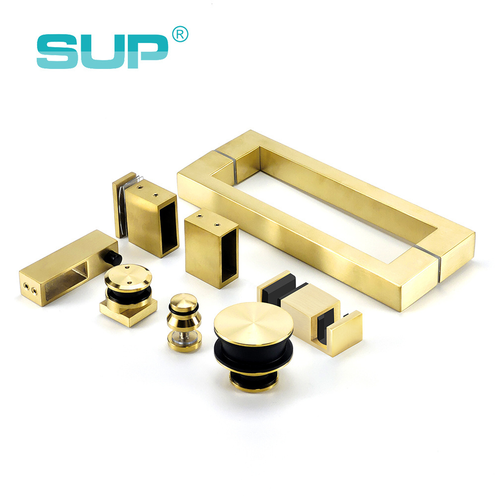 durability and performance America style brushed gold 15 X 40 mm stainless steel shower sliding door hardware kit