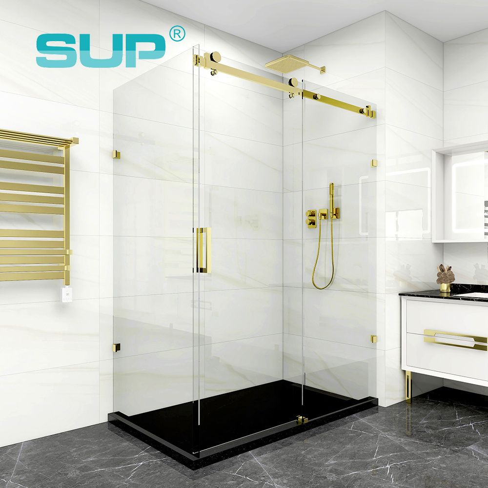 durability and performance America style brushed gold 15 X 40 mm stainless steel shower sliding door hardware kit