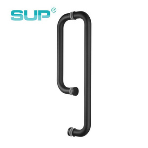 oil rub bronze matte black PVD stainless steel 304 316 round tube glass shower door handles with towel bar