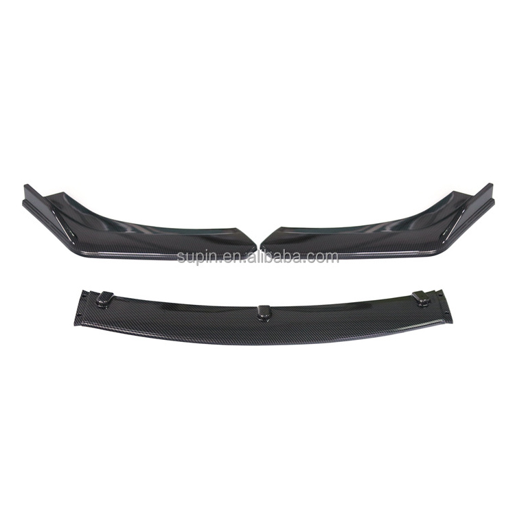 DTouch Universal 3PCS/Set Front Bumper Lip  Diffuser Protector Body Kit  Chin Spoiler Carbon Fiber Look For Sedan Coupe Cars