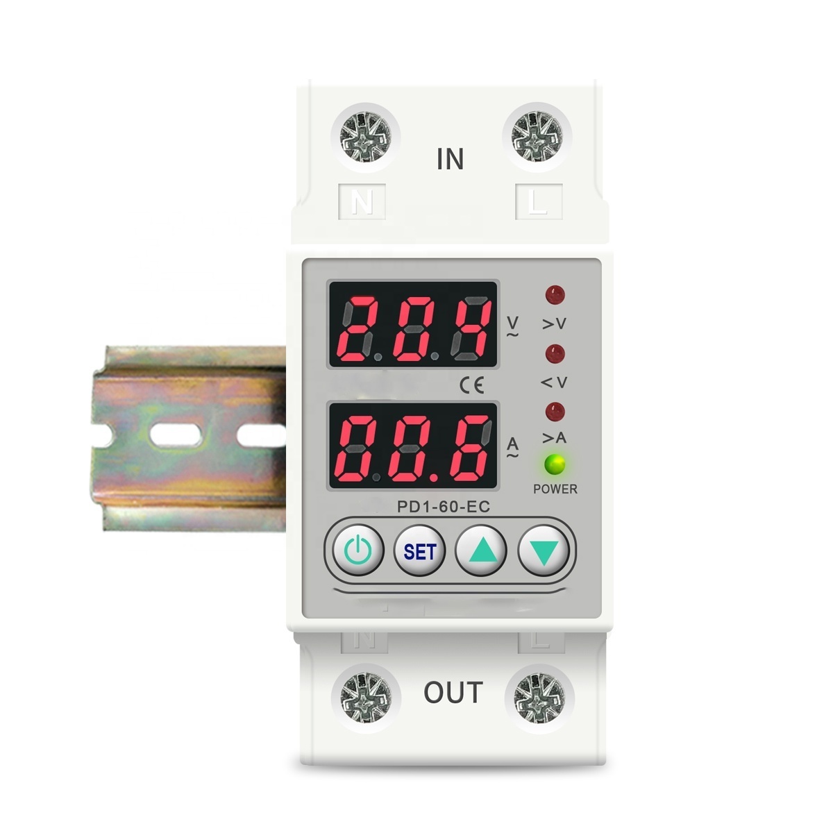 40A 63A 80A 220V 230V Voltage Protector Din Rail Automatic Adjustable Digital Over Under Voltage Protector